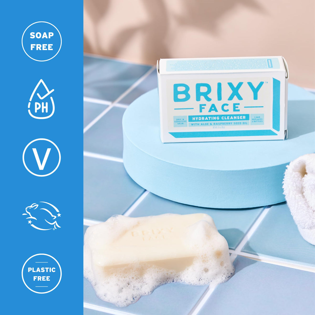 BRIXY Hydrating Facial Cleansing Bar For Dry Skin - Aloe and Raspberry Seed Oil To Soothe And Moisturize, Ceramide & Niacinamide Support A Heathy Skin Beauty & Personal Care BRIXY