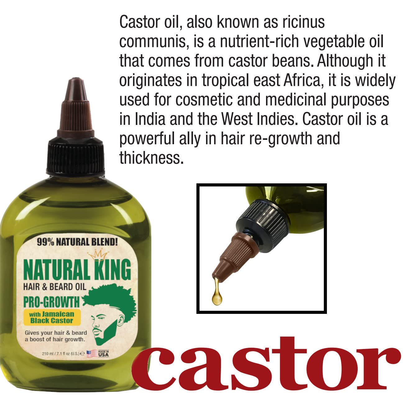 SFC Natural King Pro-Growth Hair & Beard Oil with Jamaican Black Castor Oil 7.1 oz. Beauty & Personal Care SFC