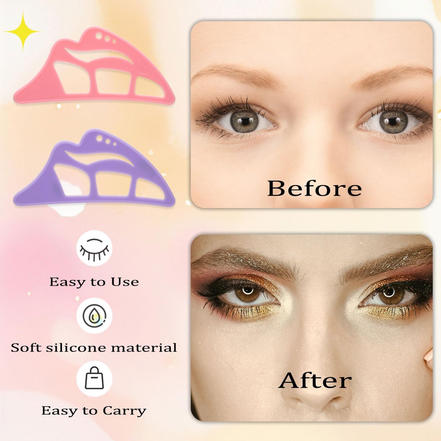 NFAMRZCAR 2PC Eyeshadow Stencil 5 in 1 Silicone Eyeshadow Tool,Reusable Eye Makeup Aid Stencils,Eye Makeup Aid, for Make Up Beginners&Women Beauty & Personal Care NFAMRZCAR