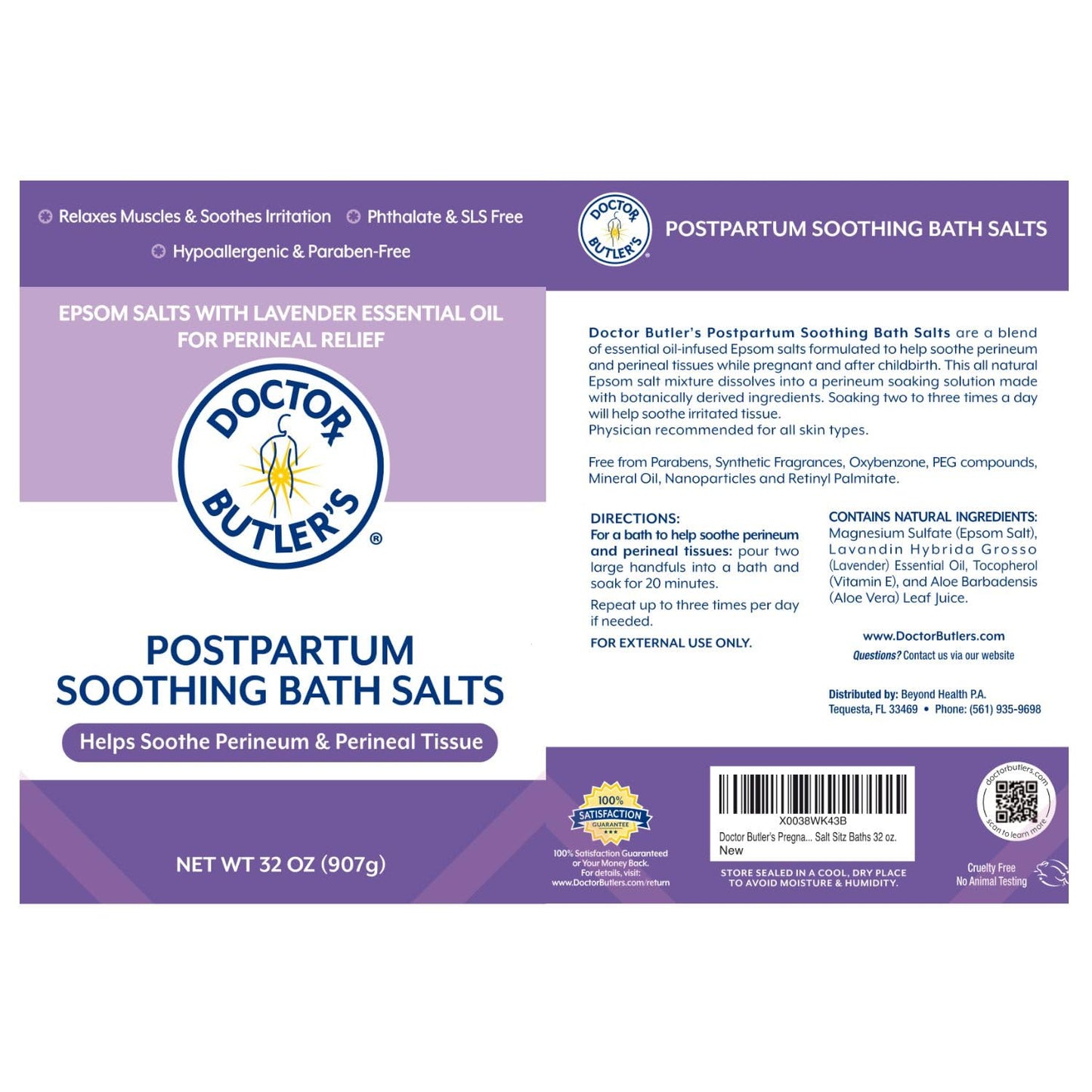Doctor Butler’s Postpartum Soothing Bath Salts - Epsom Bath Salts for Women for Postpartum Recovery, Hemorrhoids, Discomfort, and Helps Soothe Beauty and Personal Care Doctor Butler's