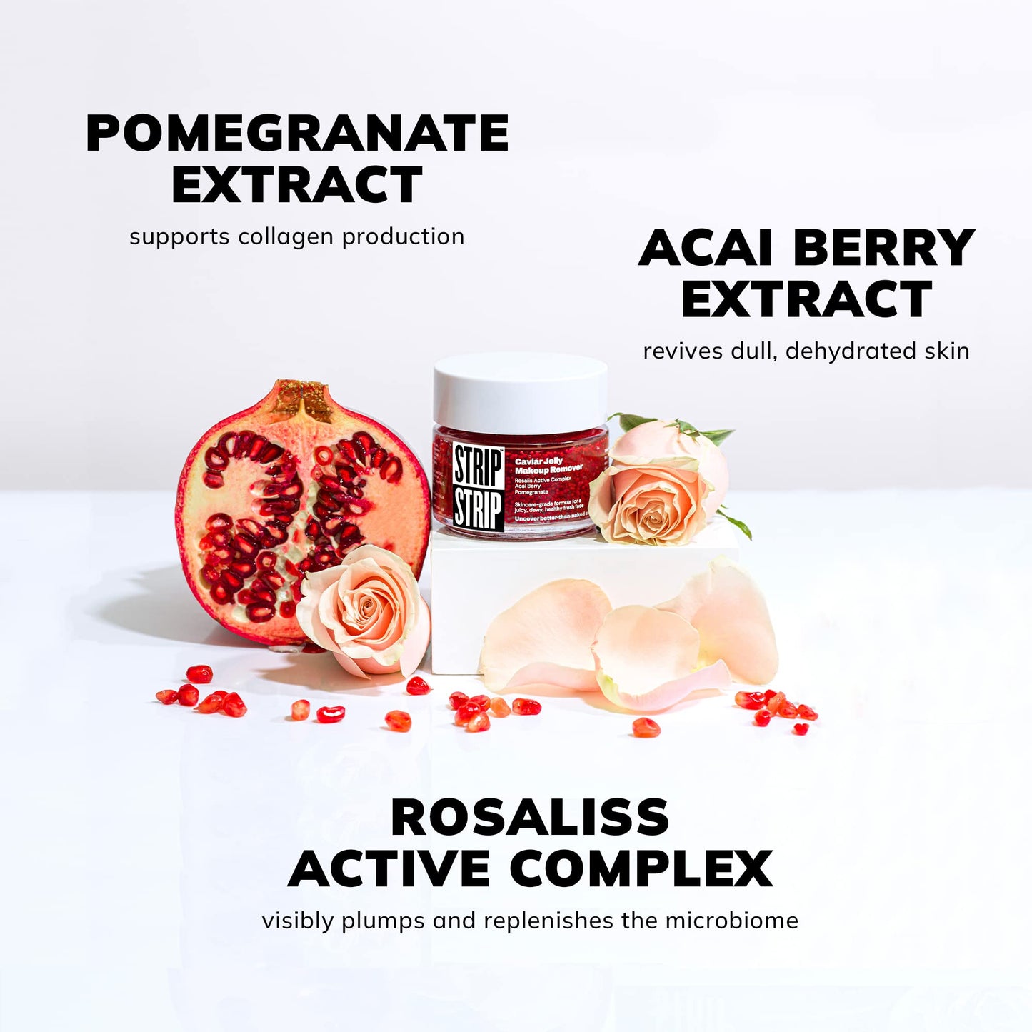 STRIP MAKEUP - Caviar Jelly Makeup Remover - Nourishing cleanser with skincare Prebiotic-enriched Rosaliss Active Complex, Acai berry extract Beauty & Personal Care STRIP MAKEUP