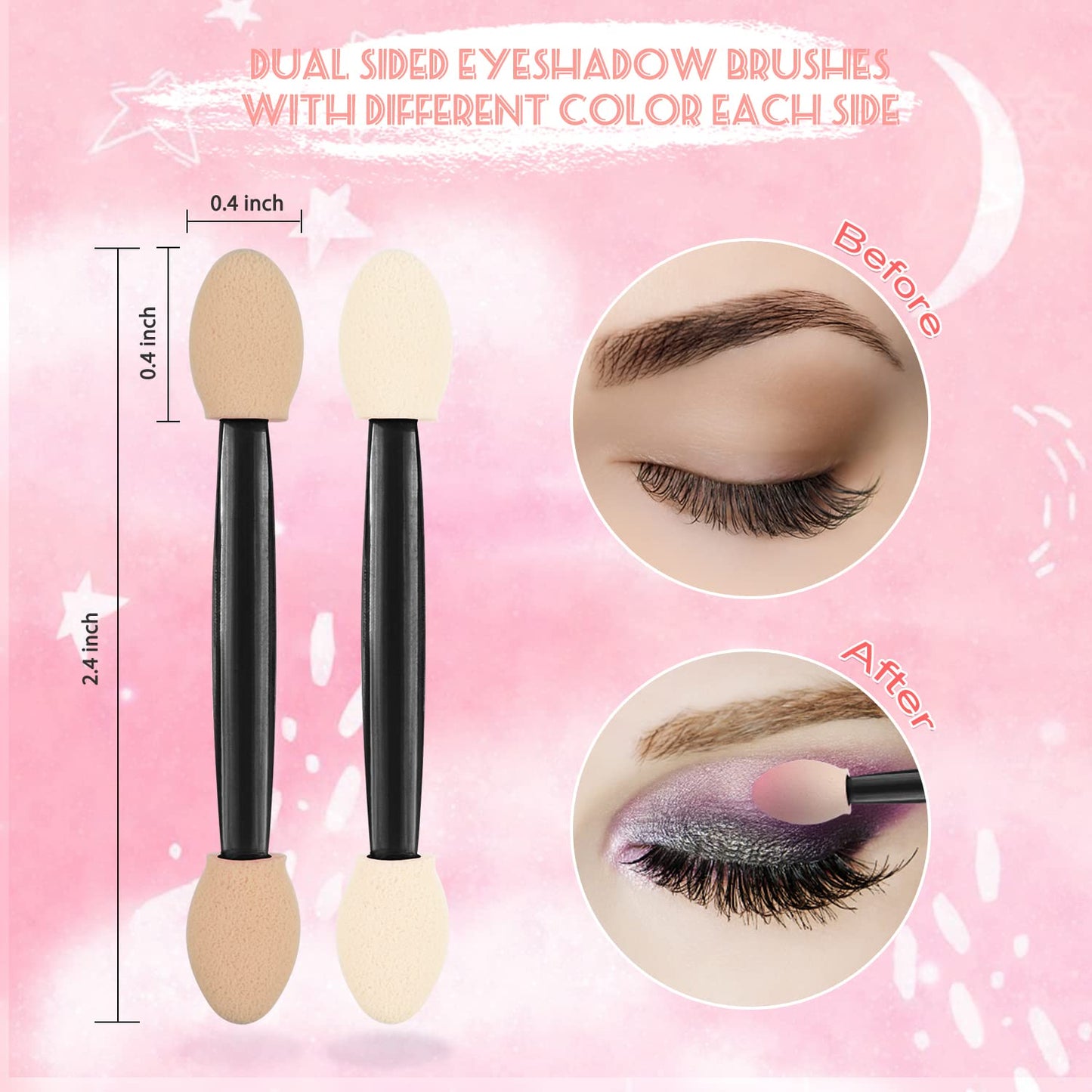 MORGLES Eyeshadow Applicators Double Sided, 50PCS Eyeshadow Brush 2.4 Inch Makeup Applicator Sticks for Women Girls, Black Beauty & Personal Care MORGLES