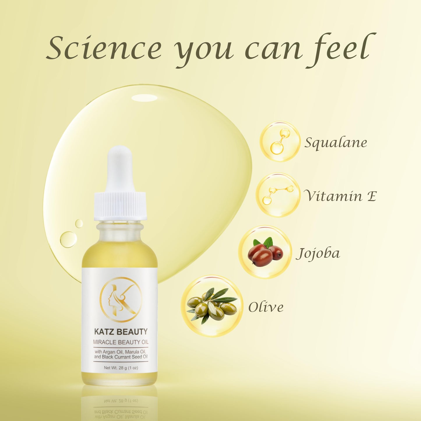 Katz Beauty Miracle Beauty Oil - Hydrating Face Oil with Jojoba, Argan & Marula Oil for Anti-Aging Glow, Non-Comedogenic Beauty & Personal Care KATZ BEAUTY CENTRAL