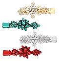 4pcs Christmas Hair Clips for Women Girls Xmas Present Bow Hair Pins Crystal Christmas Snowflake Hair Barrettes Holiday Jewelry Ornament New Year Gift Beauty & Personal Care CXCraft