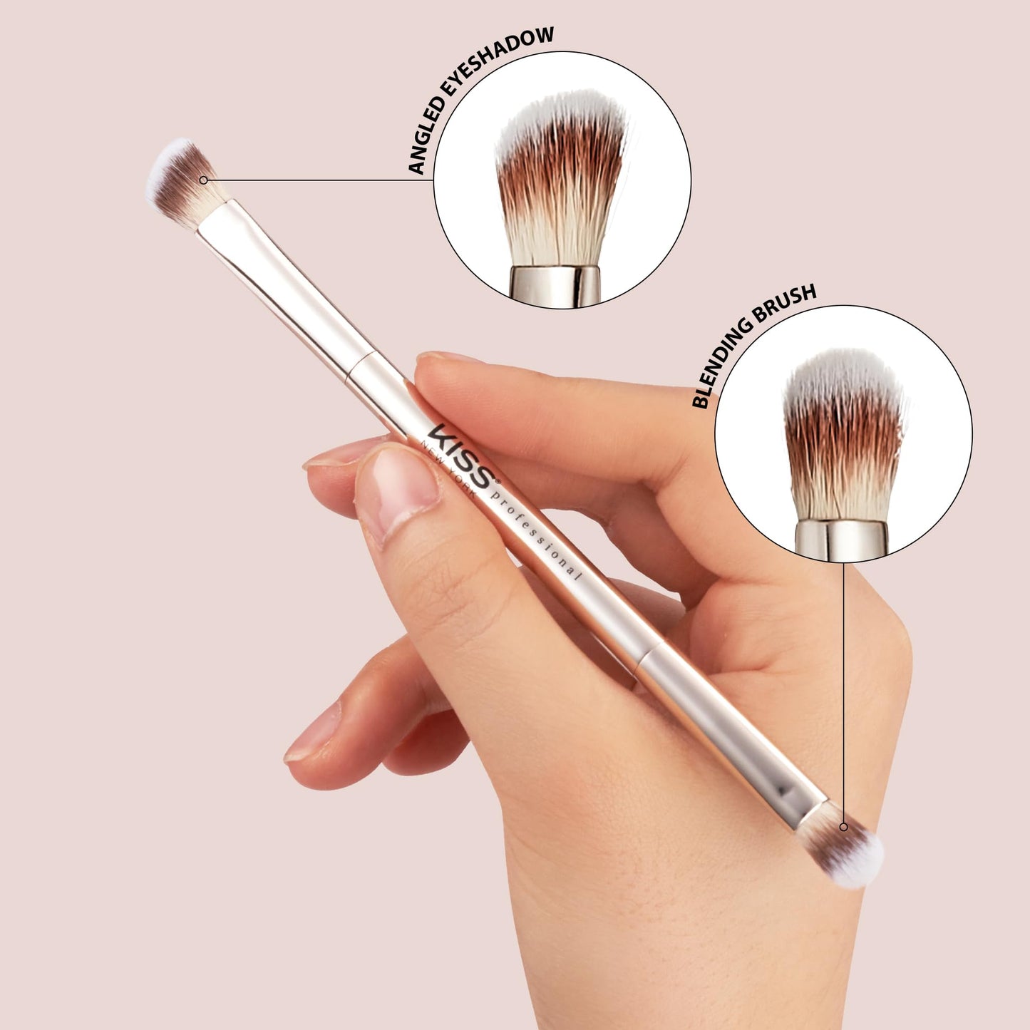 KISS NEW YORK Professional Dual Ended Eyeshadow Brush, Angled & Large Brush for Precise Shaping, Smudging Eyeshadow Application, Blending & Set Target Beauty & Personal Care Kiss