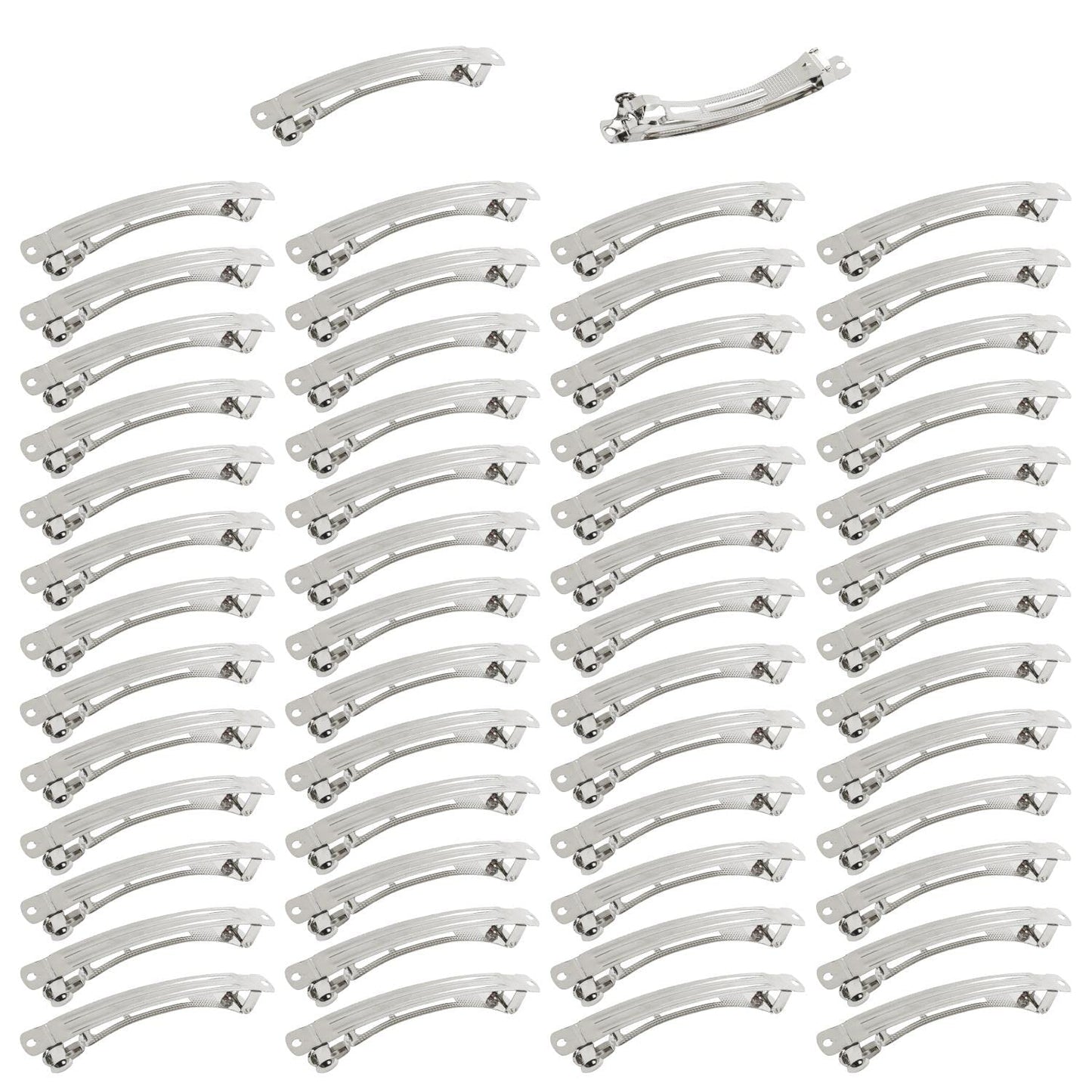 Lawie 50 Pack 4 Inch Large Silver Blank Rectangle Metal French Barrette 10cm Hair Clips DIY Crafts Plain Barrettes for Bows Thick Hair Snap Clips Beauty & Personal Care Lawie