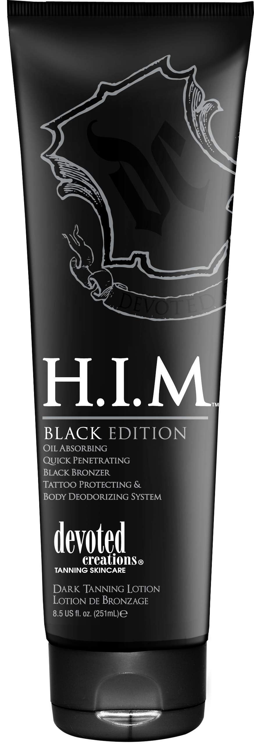 Devoted Creations H.I.M. Black Edition, Oil Absorbing Quick Penetrating Black Tan Lotion Bronzer, 8.5 oz. Beauty & Personal Care Devoted Creations