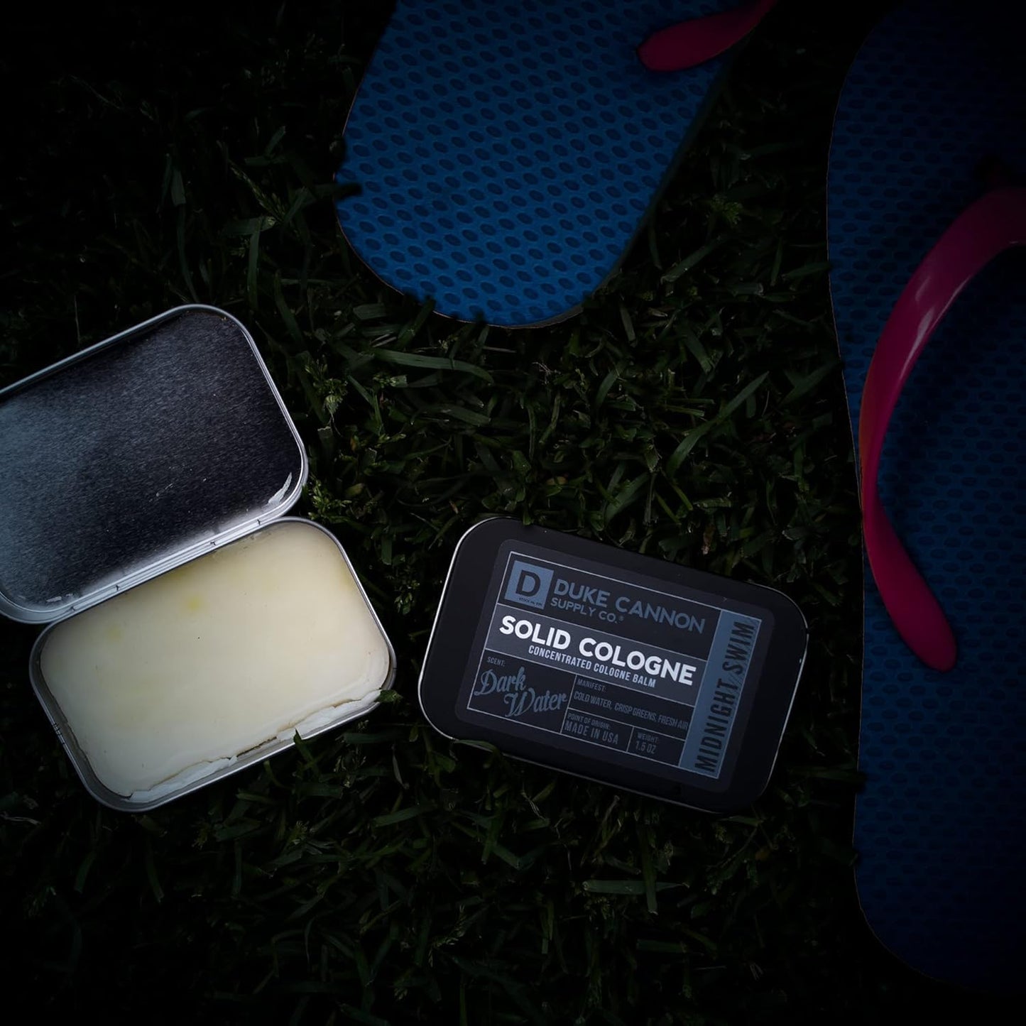Duke Cannon Supply Co. Solid Cologne for Men Midnight Swim - Cold Water, Crisp Greens, Fresh Air - Concentrated Balm, Coconut Oil, Travel-Friendly Beauty & Personal Care Duke Cannon Supply Co.