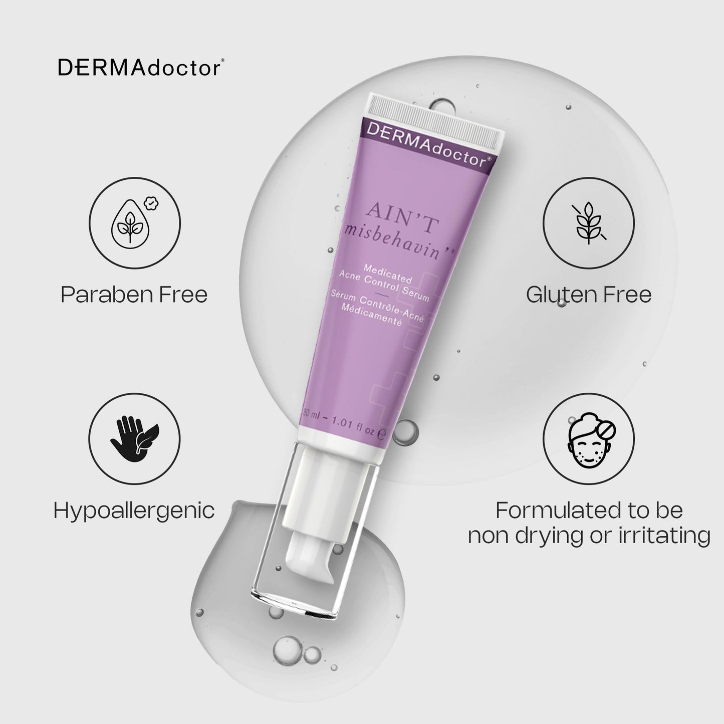 DERMAdoctor Ain't Misbehavin' Dermatologist Formulated Salicylic Acid Acne Control Serum, Acne Spot Treatment for Blemish Control and Cystic Acne Beauty & Personal Care DERMAdoctor