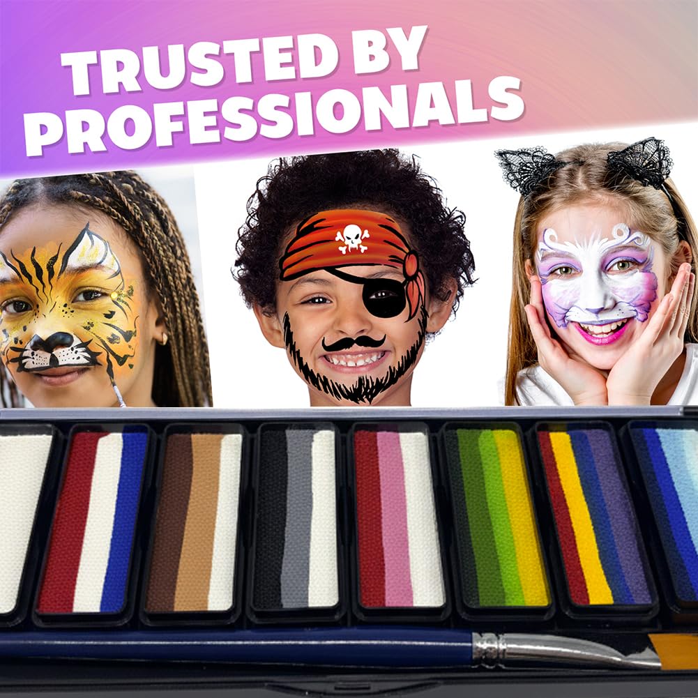 Kraze FX Key Colors Face Paint Palette - 10 Essential Split Cakes Including Black & White - 3/4" Professional Travel Set - Bestselling Color Beauty & Personal Care Kraze FX