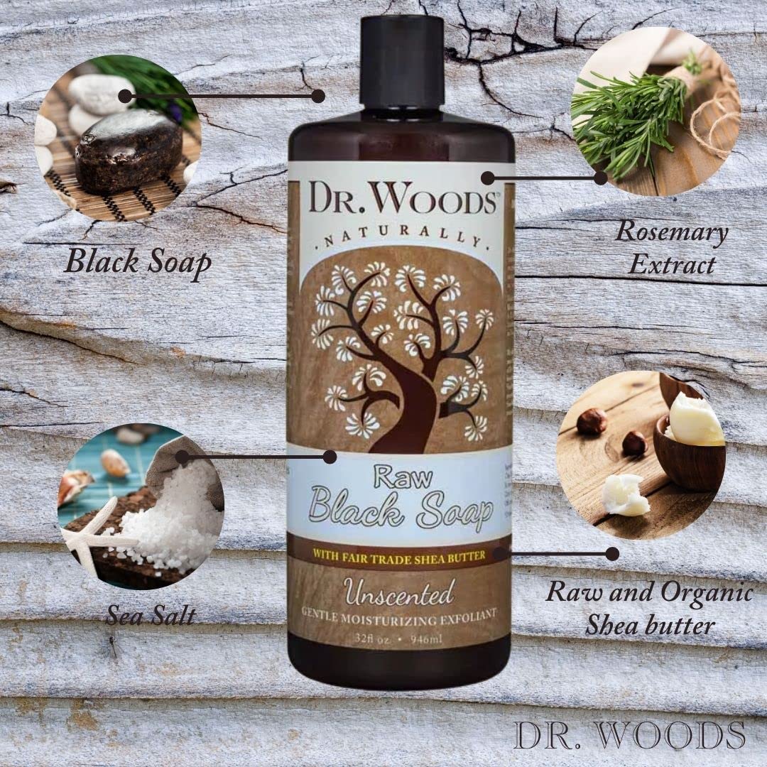 Dr.woods Dr Woods Liquid Raw Black Soap With Fair Trade Shea Butter, Unscented, 32 Oz Beauty & Personal Care Dr. Woods