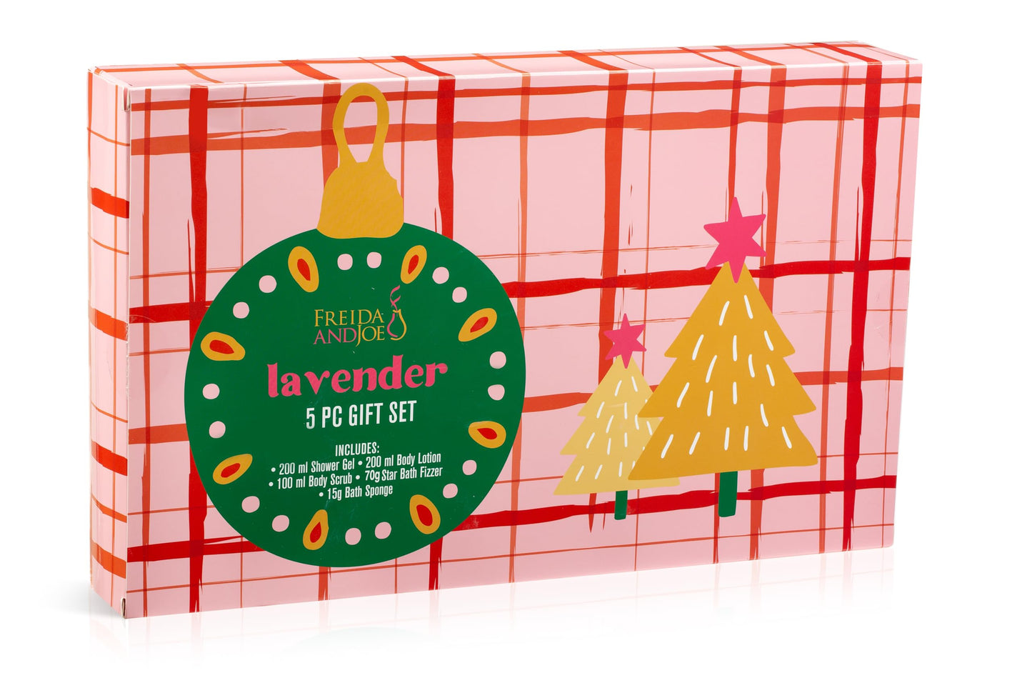 Fragrance Bath & Body Collection Gift Box, Includes Shower Gel, Body Lotion, Body Scrub, Bath Bomb & Sponge (Lavender- Pink) Beauty and Personal Care Freida and Joe