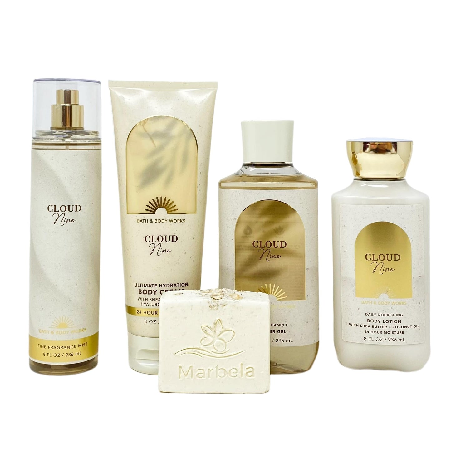 Bath & Body Works Cloud Nine Deluxe Gift Set - Fragrance Mist - Body Cream - Shower Gel - Body Lotion - with a Natural Oats Bar Soap - Full Size Beauty and Personal Care Bath & Body Works