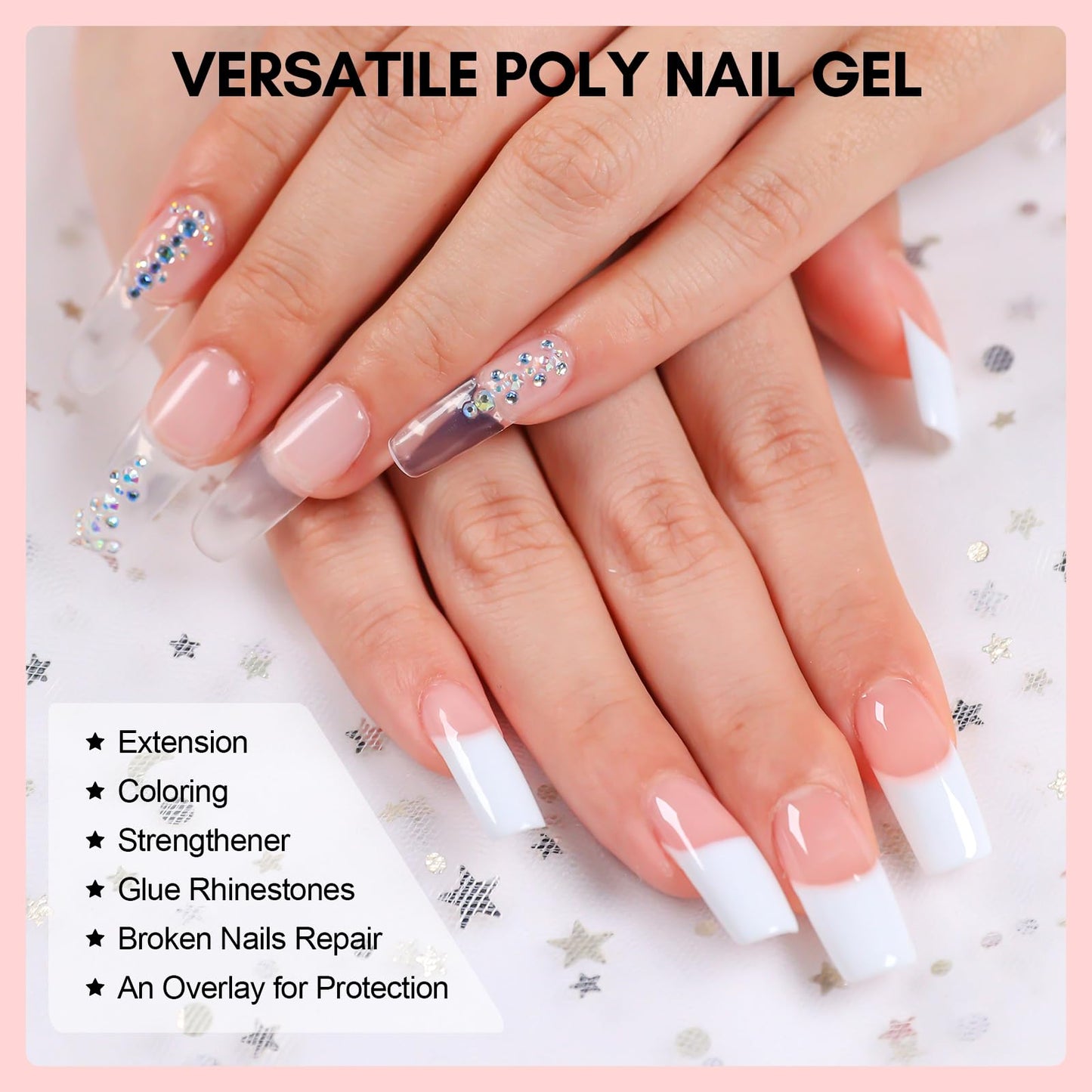 Makartt Poly Nail Gel Kit – 6 Colors (Clear, Pink, White) Builder Extension Set, Long-Lasting Hard Gel for Nail Strengthening & French Manicure Beauty & Personal Care Makartt