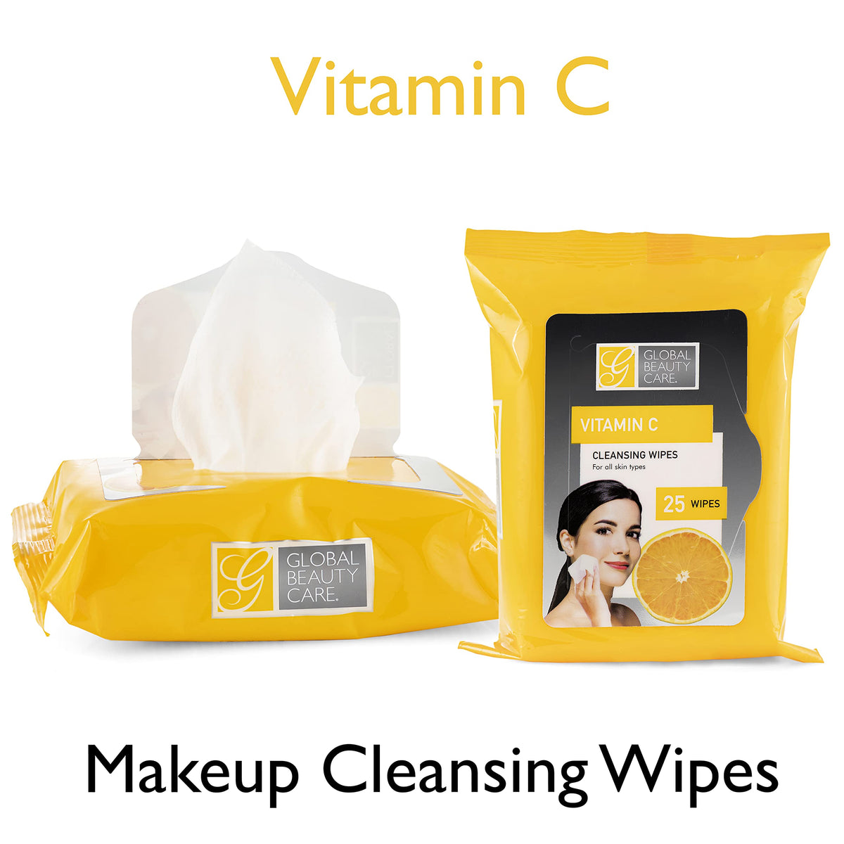 Global Beauty Care Bulk Cleansing Wipes Premoistened 4 Pack of Vitamin C Cleansing Cloths Makeup Removal Wipes - Great For Travel Toiletries - 100 Beauty & Personal Care Global Beauty Care