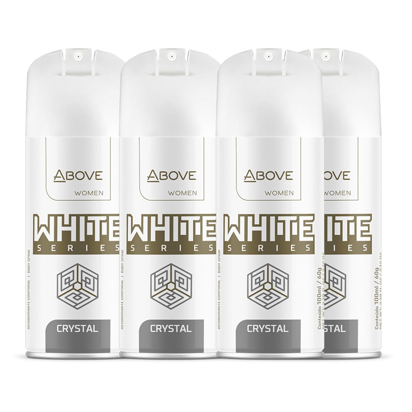 ABOVE White Series Body Spray, Crystal, 4 pcs - Deodorant Spray - Masks Perspiration Odors - Long-Lasting Dry Spray - Paraben-Free - Cruelty-Free 2.12 Beauty and Personal Care ABOVE