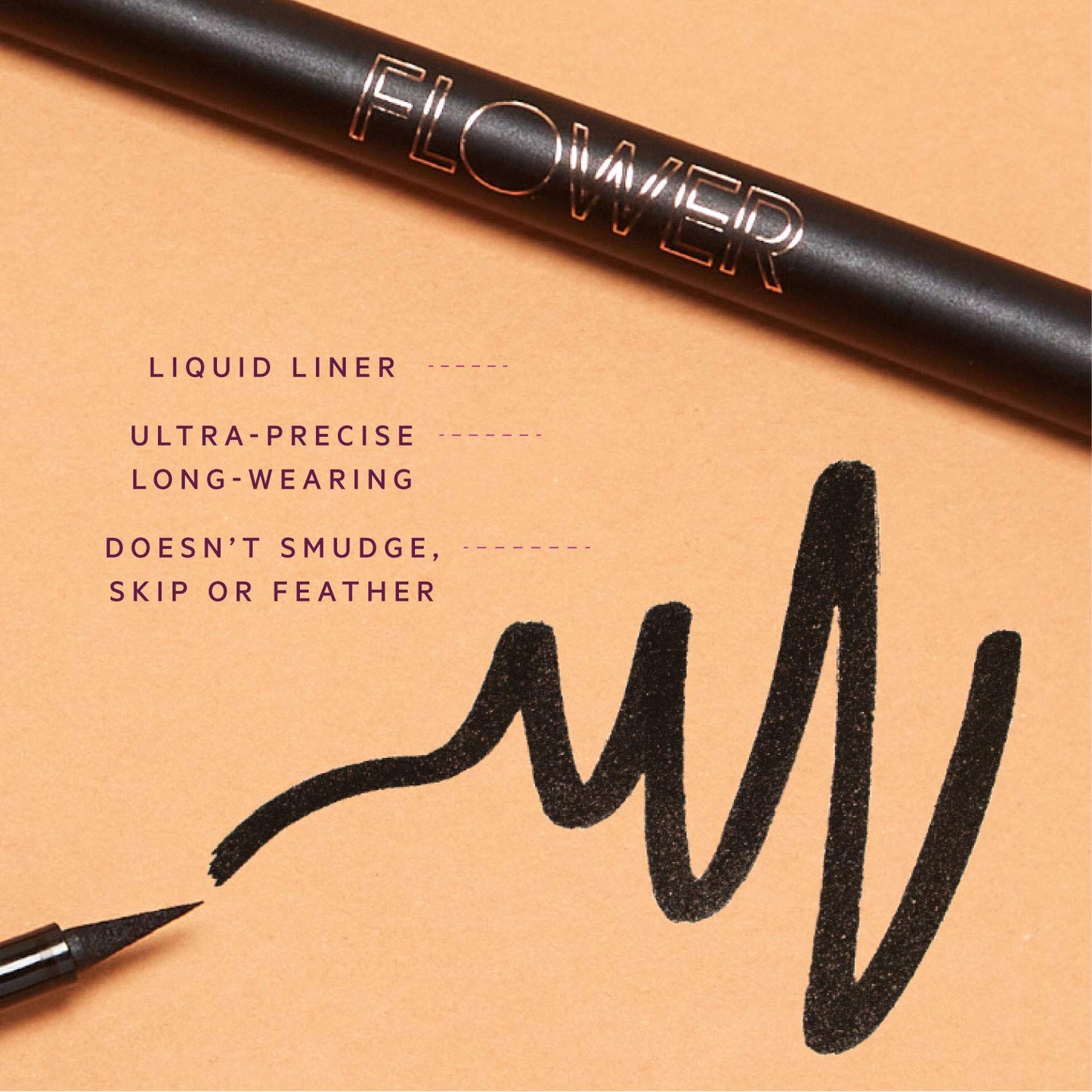 FLOWER BEAUTY By Drew Barrymore Forever Wear Winged Eyeliner - Long-Lasting + Smudge-Proof - Liquid Eyeliner + Winged Applicator (All-Nighter) Beauty & Personal Care FLOWER BEAUTY