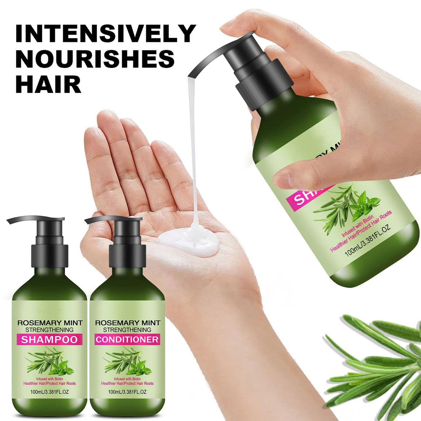 Rosemary Hair Care Shampoo & Conditioner Set, Hair Care Set for All Hair Types, Gentle Cleansing,Moisture Repair,Frizz Control,Shine Boost,Volume Beauty & Personal Care TUOSHITONG