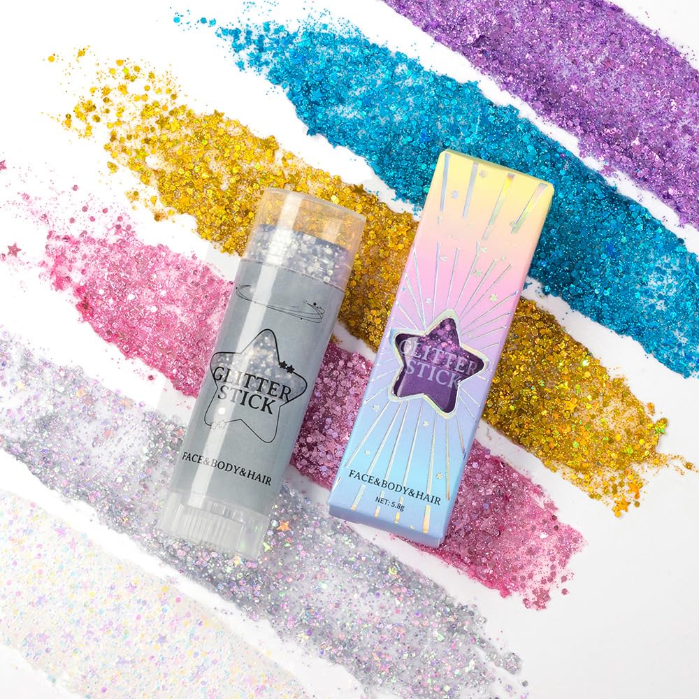 TAIKELOP 2 PCS Face Body Glitter, Face Glitter Body Gel Sequins Shimmer Liquid Eyeshadow, Hair Glitter Sparkles Chunky Face Glitter Gel for Girls Beauty & Personal Care TAIKELOP