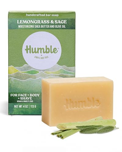 Humble Natural Bar Soap, Lemongrass & Sage - Cold Processed Face & Body Soap Bar with Essential Oils - Moisturizing Formula for Long-Lasting Beauty & Personal Care HUMBLE SIMPLE AND TRUE.