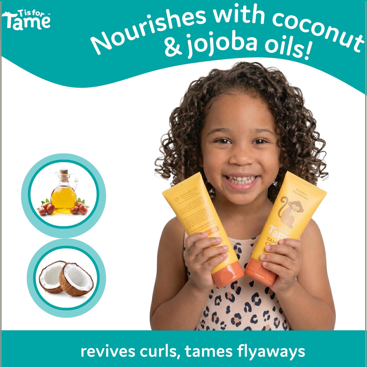 T is for Tame - Hair Taming Cream for Kids - All-Natural for Frizz & Flyways, Coconut Oil Leave in Cream - Safe for Babies & Toddlers - Not Sticky Beauty and Personal Care T is for Tame