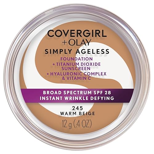 COVERGIRL Simply Ageless Instant Wrinkle Defying Foundation, SPF 28, Hyaluronic Complex & Vitamin C - 245 Warm Beige, Pack of 1 Beauty & Personal Care COVERGIRL