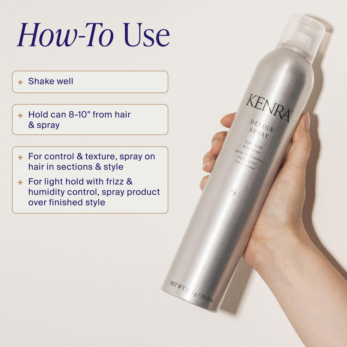 Kenra Professional Design Spray 9 | Light Hold Hairspray | Tames Frizz & Flyaways | Lightweight, Brushable Formula | All Hair Types | 10 oz