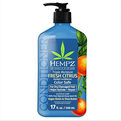 Hempz Biotin Conditioner - Triple Moisture Fresh Citrus - Peach & Grapefruit - For Growth & Strengthening of Dry, Damaged and Color Treated Hair Beauty & Personal Care Hempz