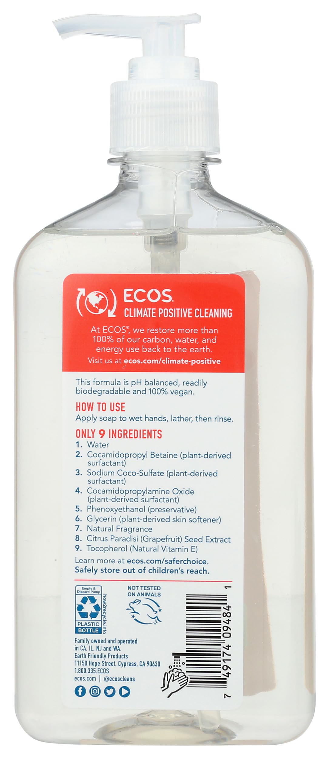 EARTH FRIENDLY PRODUCTS PL9484/6 Earth Friendly PL9664/06 Hand Soap, 17 Oz Bottle, Translucent, Liquid Earth Friendly Hand Soap, 17 Oz, Clear Beauty & Personal Care ECOS