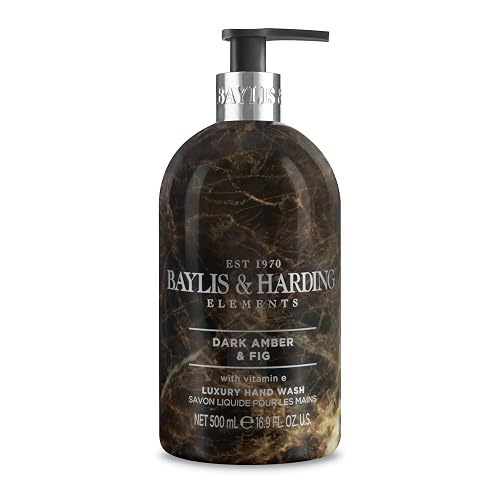 Baylis & Harding Liquid Hand Soap Wash with Dispenser, Elements, Dark Amber & Fig, 16.9oz/500ml Beauty & Personal Care Baylis & Harding