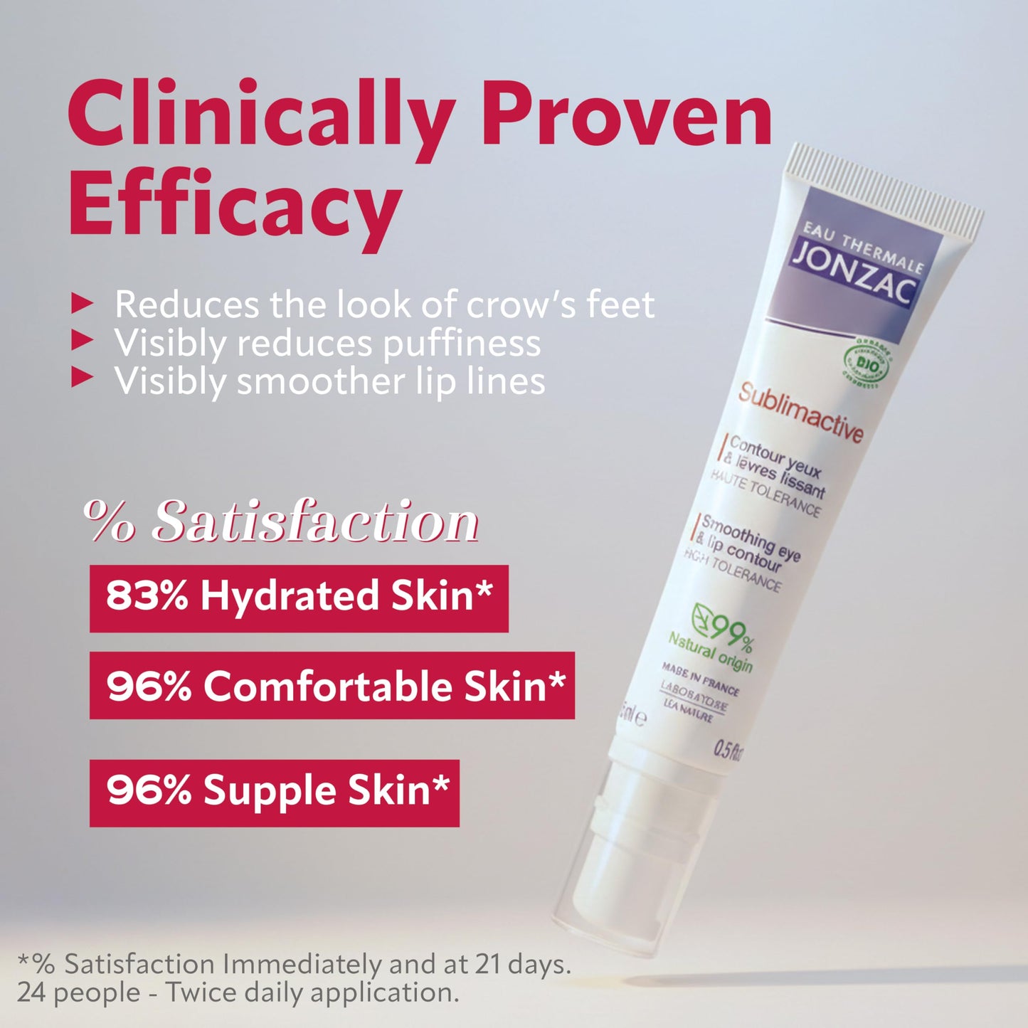 JONZAC Eau Thermale Sublimactive Organic Anti-Aging Eye & Lip Contour Cream - Reduces Fine Lines and Puffy Eyes - Dark Circles Reduced - Natural Skin Beauty & Personal Care JONZAC