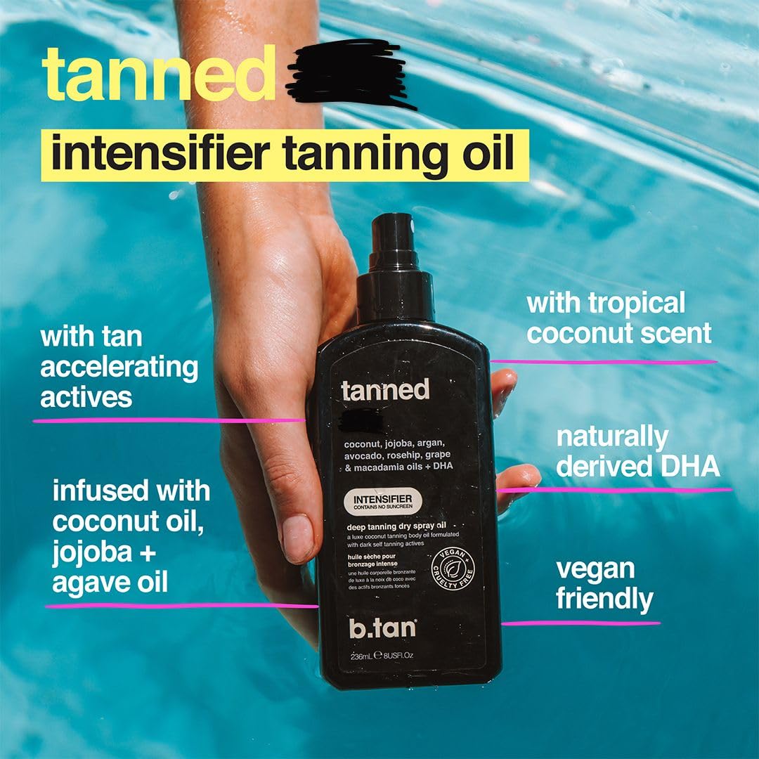 b.tan Best Tanning Oil | Get Tanned Intensifier Dry Spray - Fast, Dark Outdoor Sun Tan From Tan Accelerating Actives, Packed with Moisturizing Oils Beauty and Personal Care B.TAN