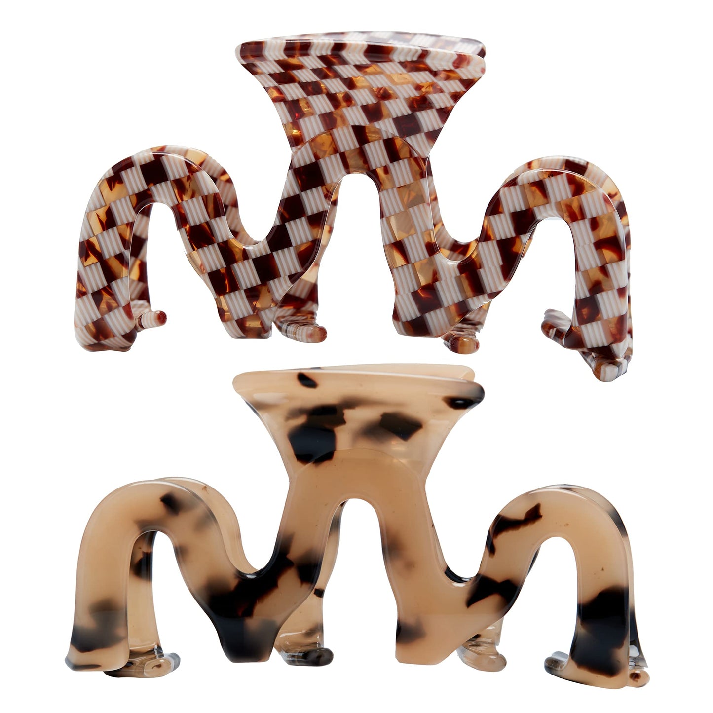 Large Tortoise Shell Claw Clip 3.5 Inch Cellulose Acetate Hair Claw Clips Checkered Hair Claw Clips French Design Hair Jaw Clamp for Women Ladies (2 Beauty & Personal Care Textention