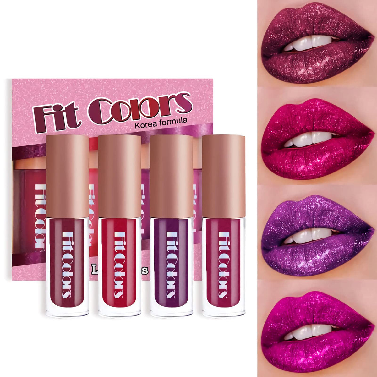 SUMEITANG 4 Color Liquid Glitter Lipstick Set?Diamond Sparkle Glosses, Popular Shimmer Shades, Matte-to-Glitter Finish, Long-Lasting & Waterproof Beauty & Personal Care ZEVNI