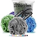 Loofah Sponge Bath Sponge for Women Men 4 Pack (Gray Blue Green Purple) Beauty & Personal Care WhaleLife