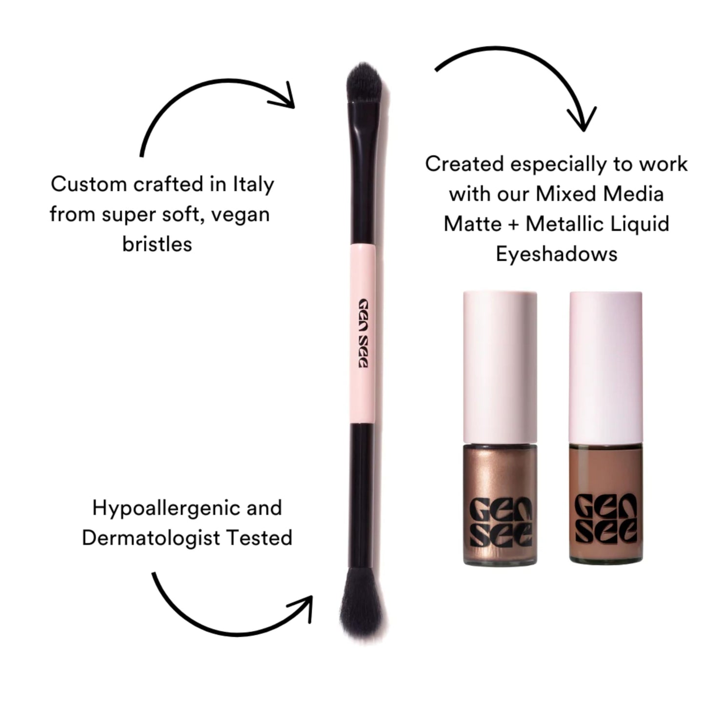 Gen See Liquid Eyeshadow Dual Tip Brush - Precision Eye Makeup Brush for Liquid and Cream Shadow, Vegan Bristles Blender and Detail Tool, Cruelty-Free Beauty & Personal Care Gen See
