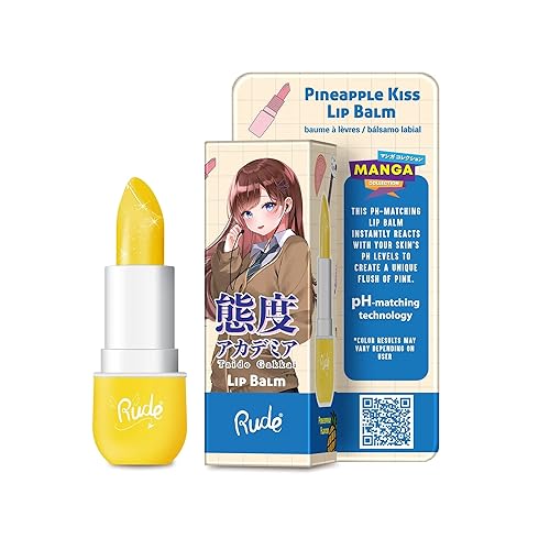 RUDE Manga Collection Lip Balm - Pineapple Kiss by Rude Cosmetics for Women - 0.123 oz Lip Balm Beauty & Personal Care RUDE