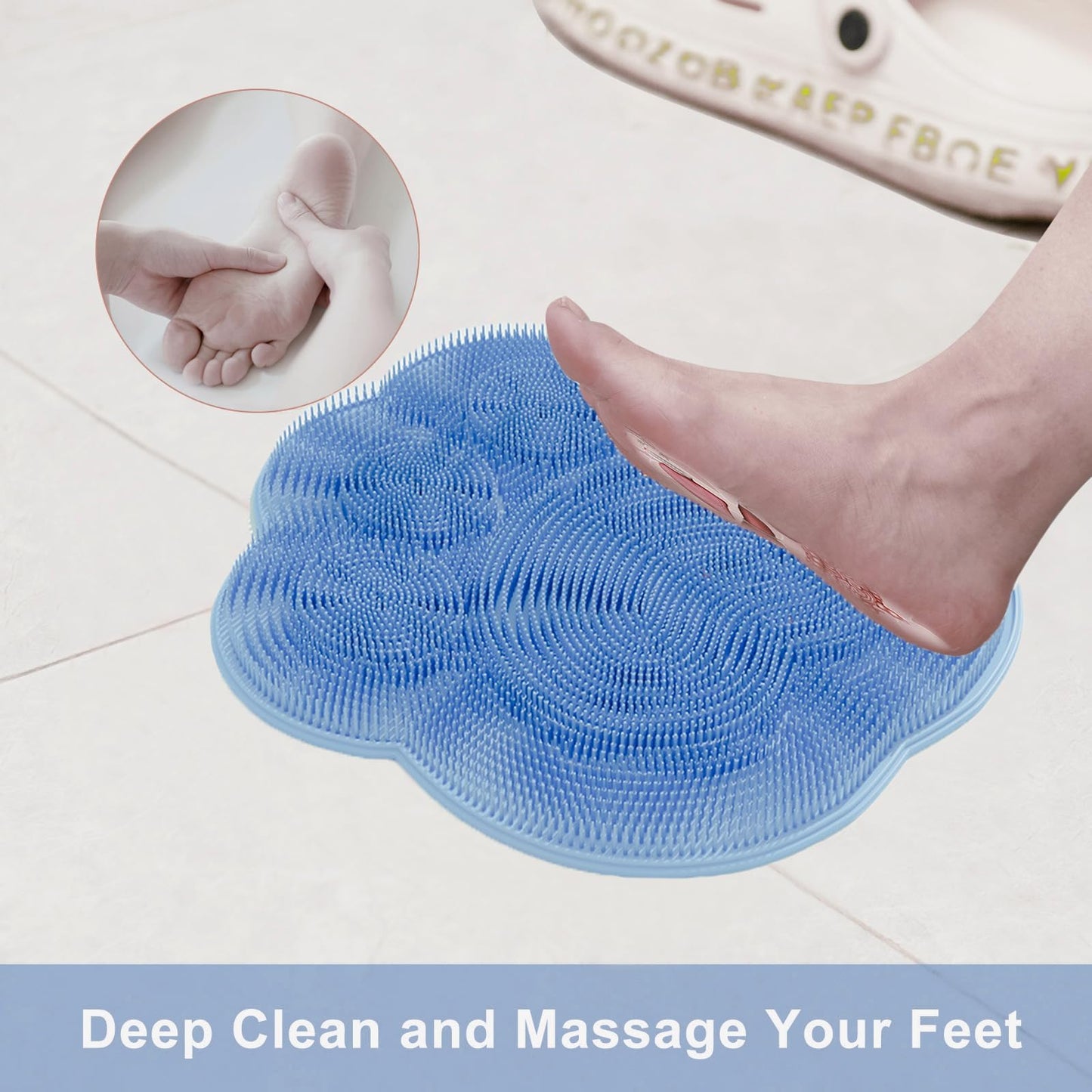 2 PC Silicone Body Scrubber Set,Foot Scrubber in Shower and Hand Held Silicone Face/Body Scrubber,Soft Wash Mitt,Shower Foot Scrubber Mat,Deep Beauty and Personal Care LMMYUN