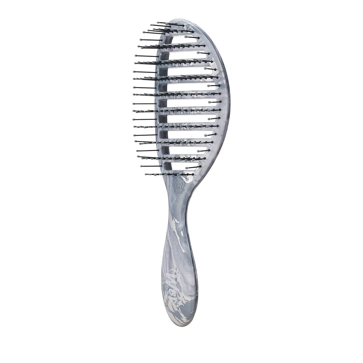 Wet Brush Speed Dry Hair Brush - Silver (Metallic Marble) - Vented Design and Ultra Soft HeatFlex Bristles Are Blow Dry Safe With Ergonomic Handle