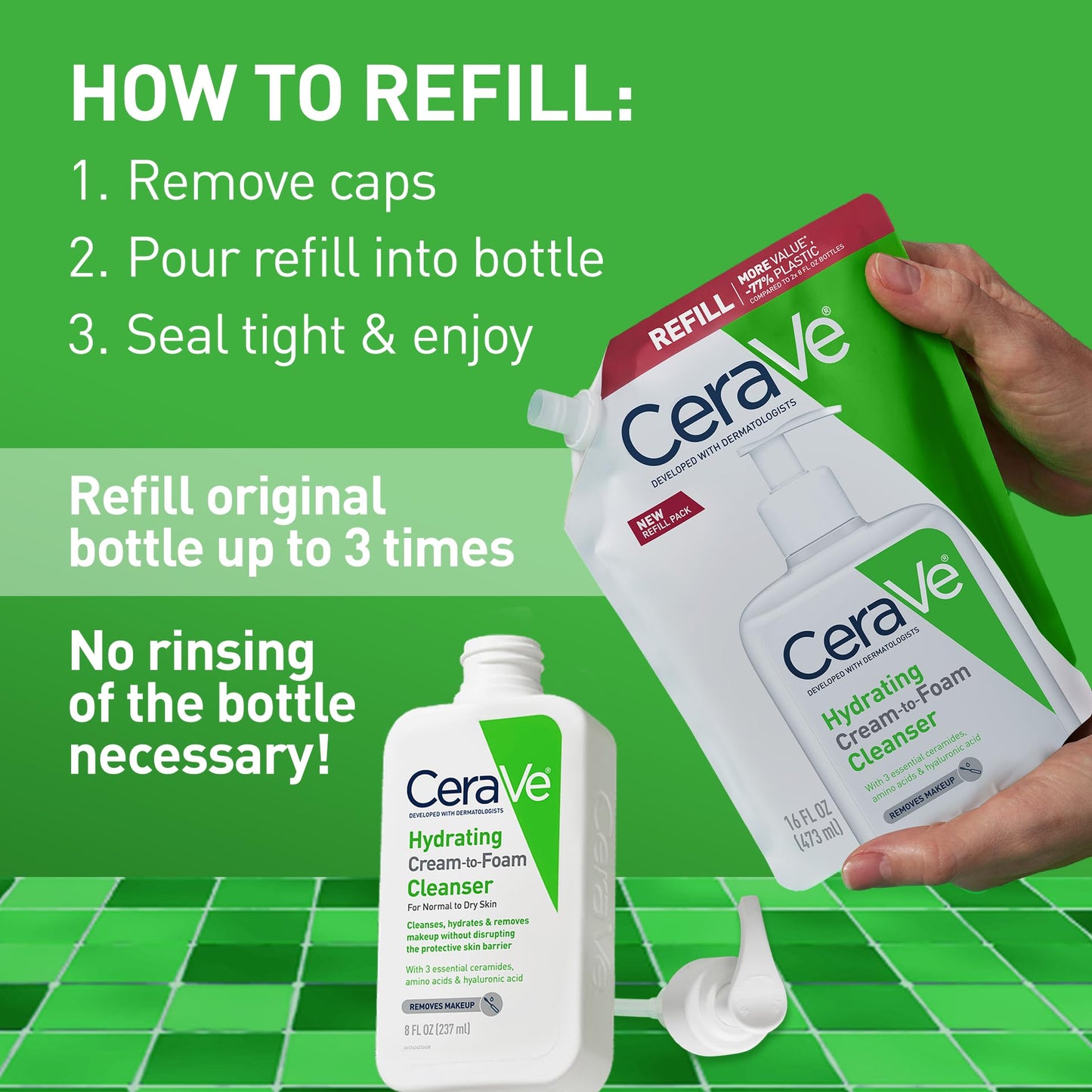 CeraVe Hydrating Cream To Foam Cleanser, Makeup Remover Face Wash For Dry Skin, Foaming Facial Cleanser With Hyaluronic Acid, Normal To Dry Skin Beauty and Personal Care CeraVe