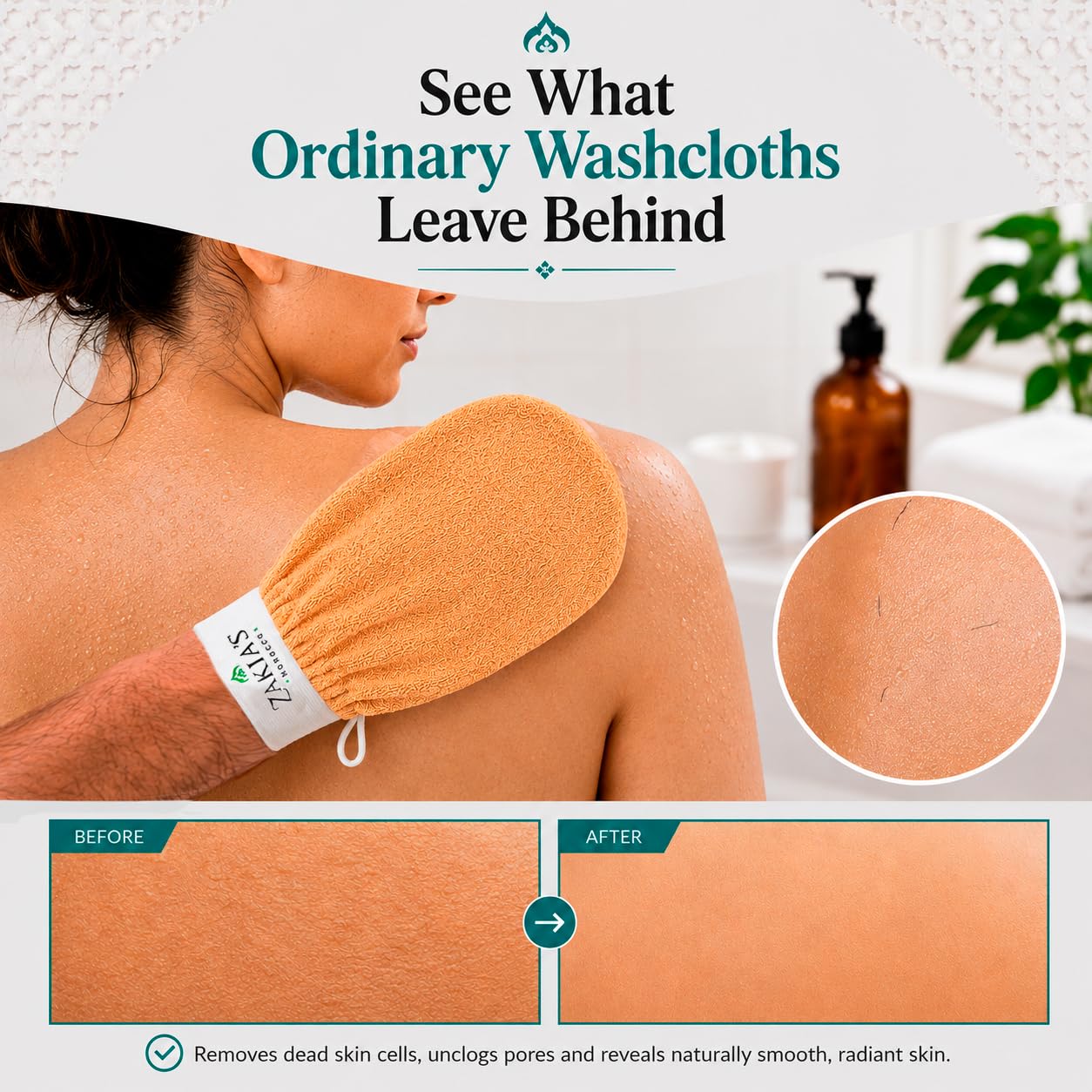 Original Kessa Exfoliating Glove - Salmon Beige - Microdermabrasion Exfoliating Mitts, Removes unwanted dead skin, dirt and grime and Keratosis Beauty and Personal Care Zakia's Morocco