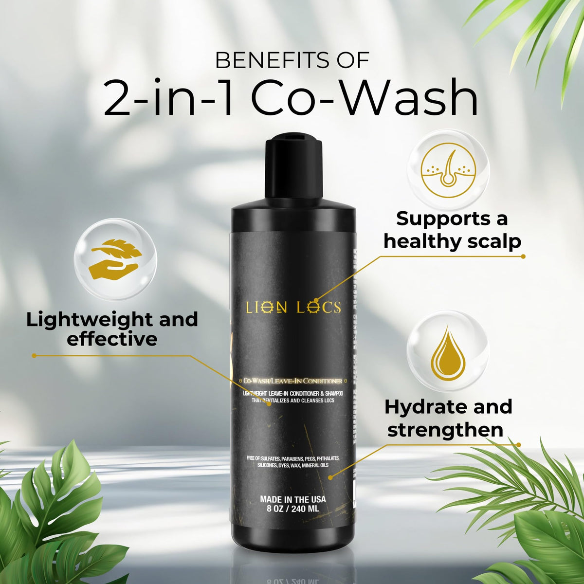 Lion Locs Shampoo and Conditioner for Dreads, Sisterlocks, Locks, & Dreadlocks | Lightweight Vegan Co Wash (8oz) Beauty & Personal Care Beard Gains