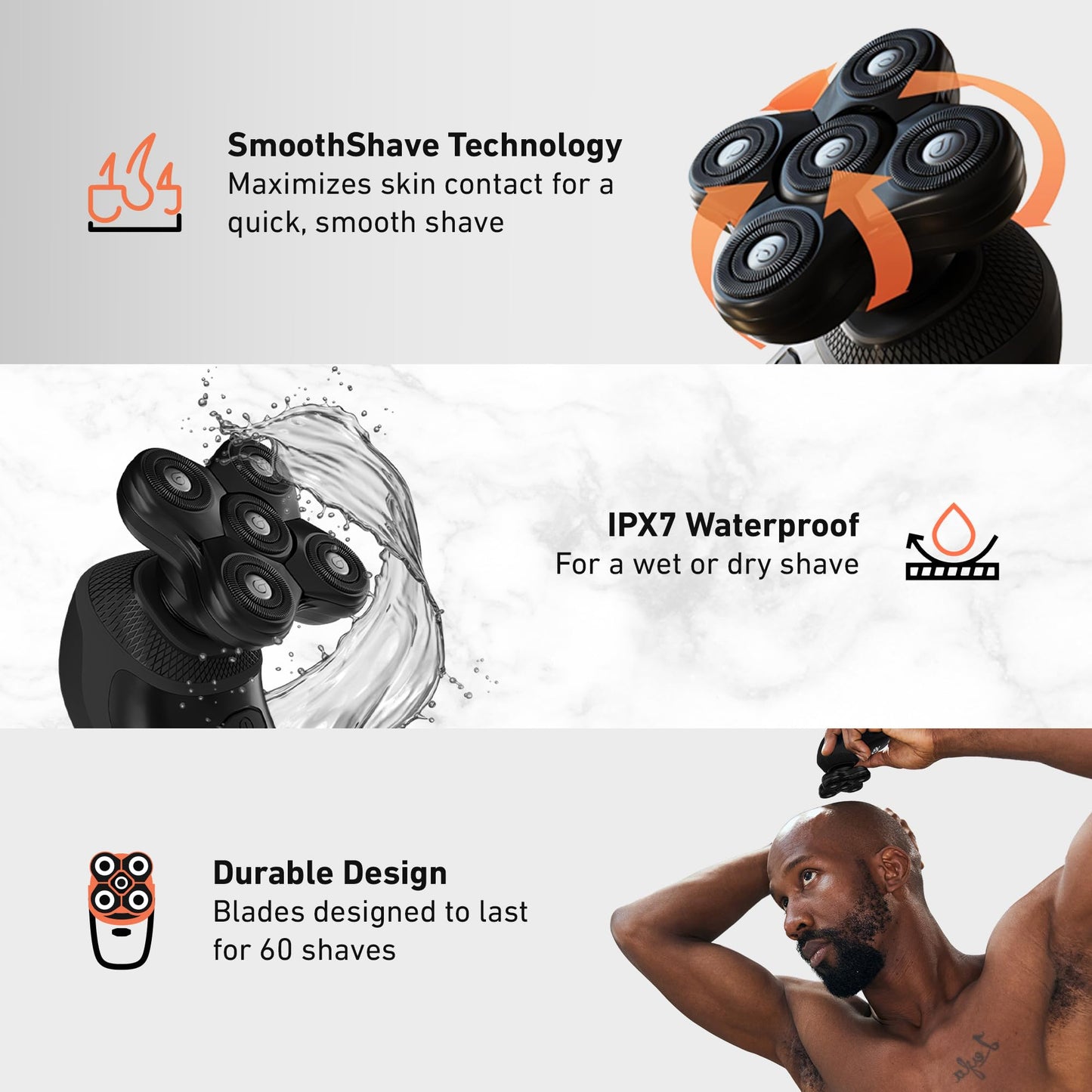 Groomie BaldiePro Cordless Bald Head Shavers for Men, Blade Refill 2.0 - Waterproof Head Shavers Replacement Head - Electric Hair Shaver & Head Razor Beauty and Personal Care Groomie