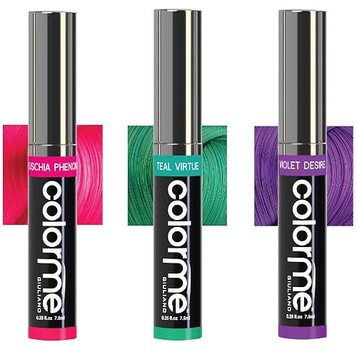 Colorme Temporary Hair Color, Hair Chalk alternative 3PK (Fuschia, Teal, Violet Desire) Beauty & Personal Care Color Me