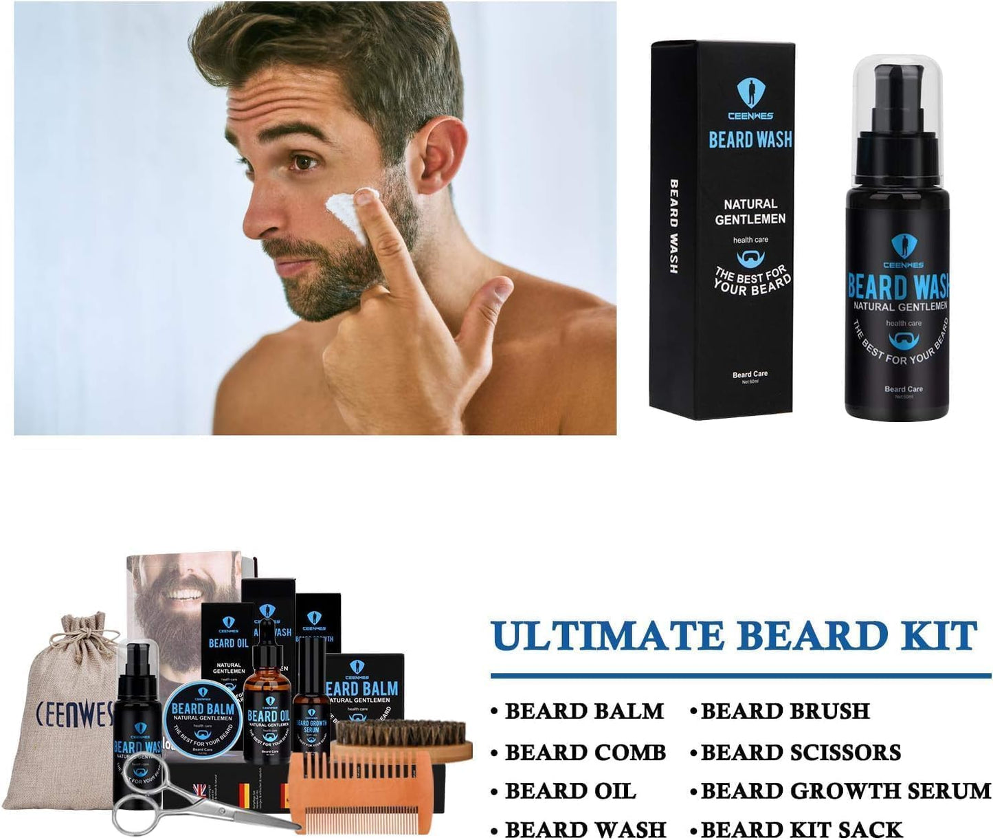 Beard Grooming Kit,Beard Kit with Beard Oil,Beard Growth Serum,Beard Wash, Beard Balm,Beard Brush, Beard Comb, Beard & Mustache Scissors Beard Growth Beauty and Personal Care Ceenwes