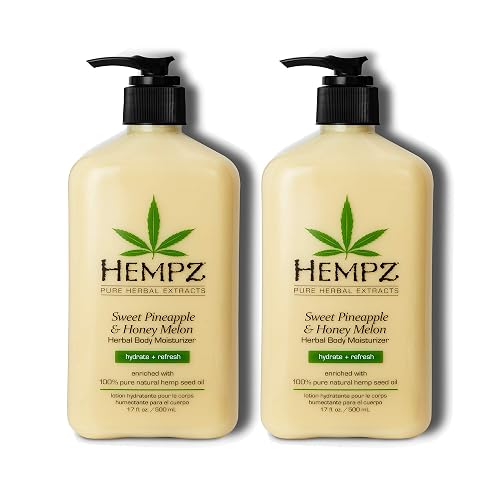 Hempz Sweet Pineapple & Honey Melon Moisturizing Skin Lotion, Body Moisturizer with Jojoba, Natural Extracts, Vitamin A and E, 17 oz, 2 Pack Bundle Beauty & Personal Care Hempz