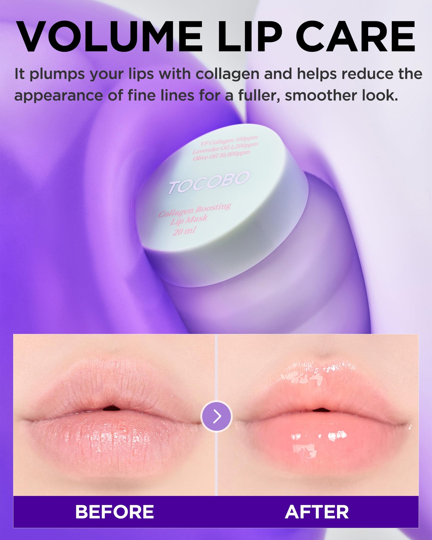 TOCOBO Collagen Lip Mask - Fermented Collagen Overnight Lip Sleeping Mask with Peptide & PHA - Korean Vegan Treatment for Dry, Aging Lips Beauty and Personal Care TOCOBO