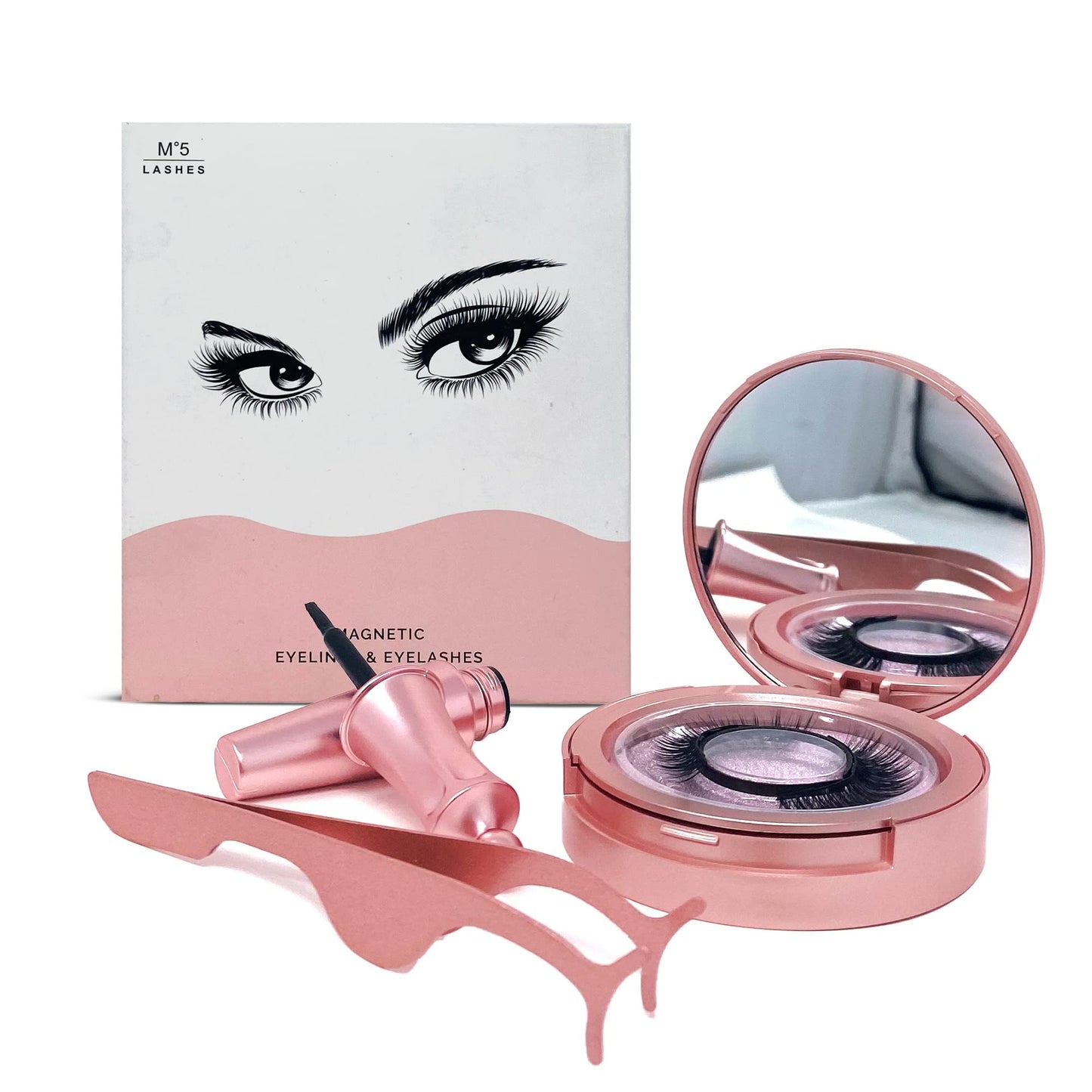 Fermosa Reusable Magnetic Eyelashes and Eyeliner Kit, Magnetic Eyeliner and False Eyelashes, Easy Fake Lashes for Beginners, No Glue, 2 Pairs - Long Beauty & Personal Care FERMOSA