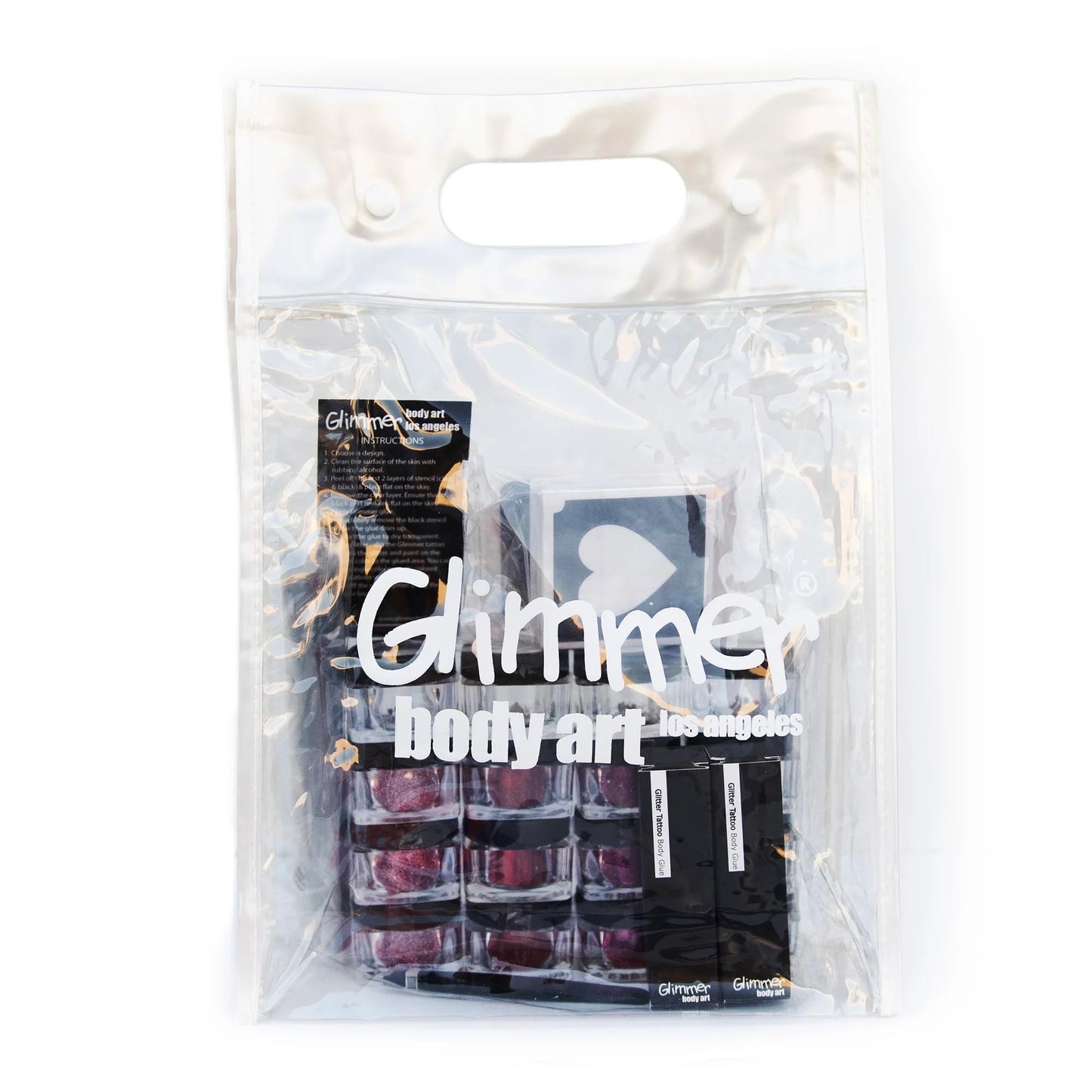 GLIMMER Body Art Hearts, Hugs & Kisses Glitter Tattoo Kit | Unleash Your Creativity with Glittery Fun! Beauty & Personal Care Glimmer Body Art