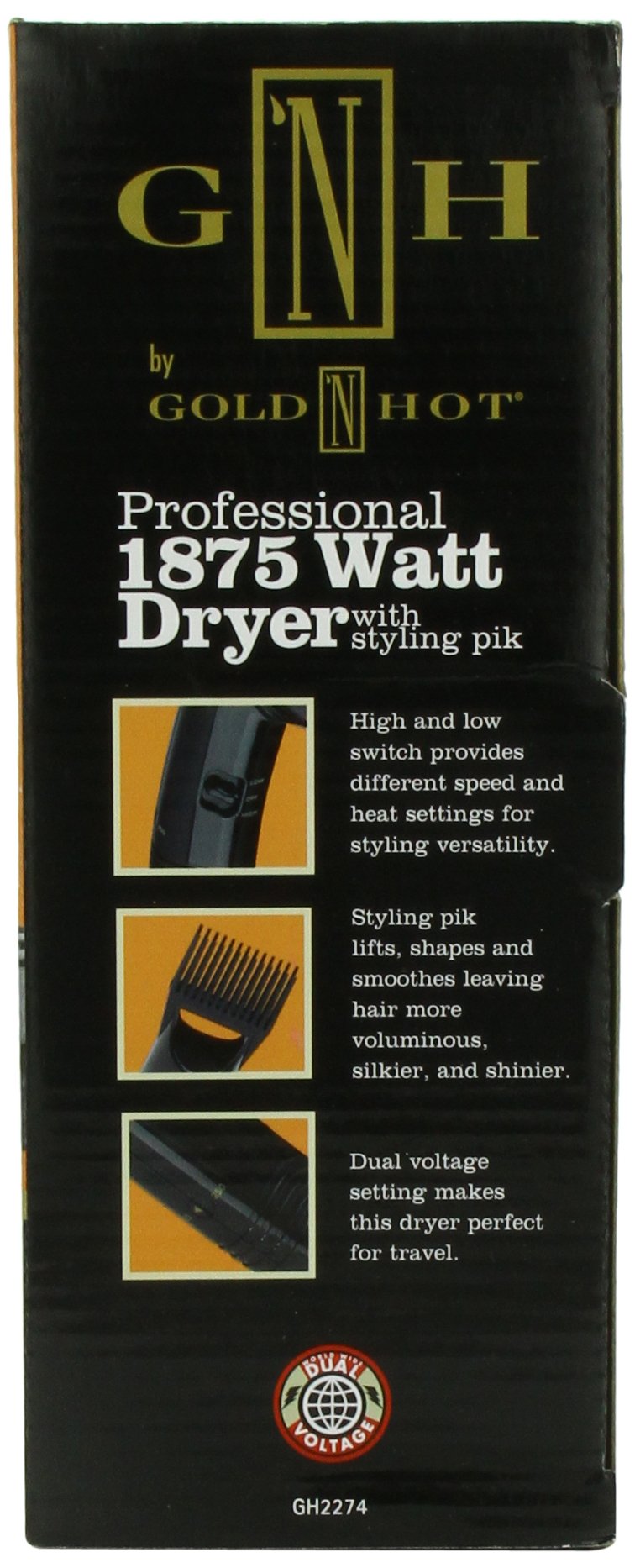 Gold N Hot Professional 1875-Watt Dryer with Styling Pik (GO-GH2274) Beauty & Personal Care Gold N Hot